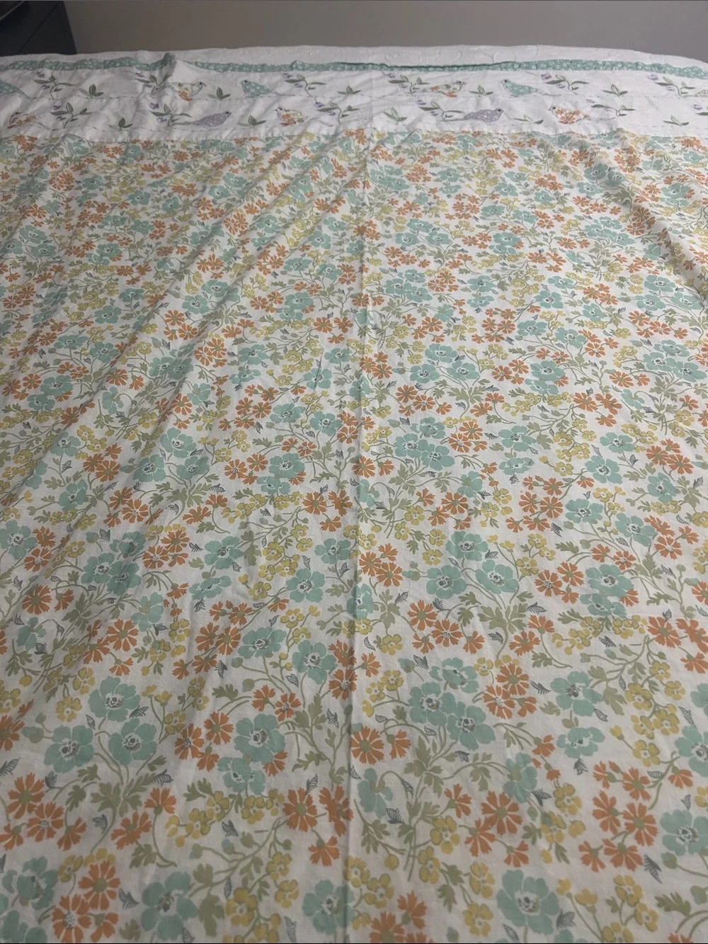 Vintage Floral with Mint, Peach, and Yellow Flowerst 67x65 Shower Curtain